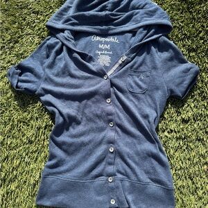 Aeropostale Blue Short Sleeve Hoodie Blouse